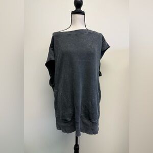 Free People Washed Black Oversized Sleeveless Sweatshirt